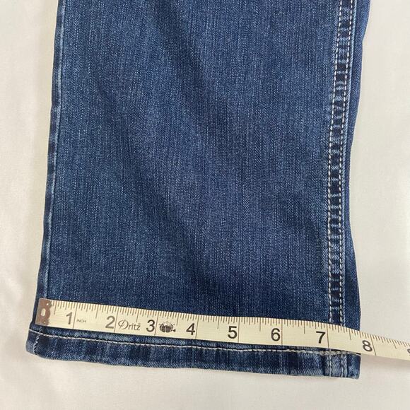 M Jeans Classic Size 12 Long Mid Rise Straight Dark Wash Stretchy 34" Inseam - Picture 11 of 12